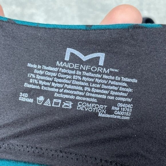 2 Maidenform Comfort Devotion Floral Print Bras 34D Lace Nylon Blend d0057 - Picture 4 of 5